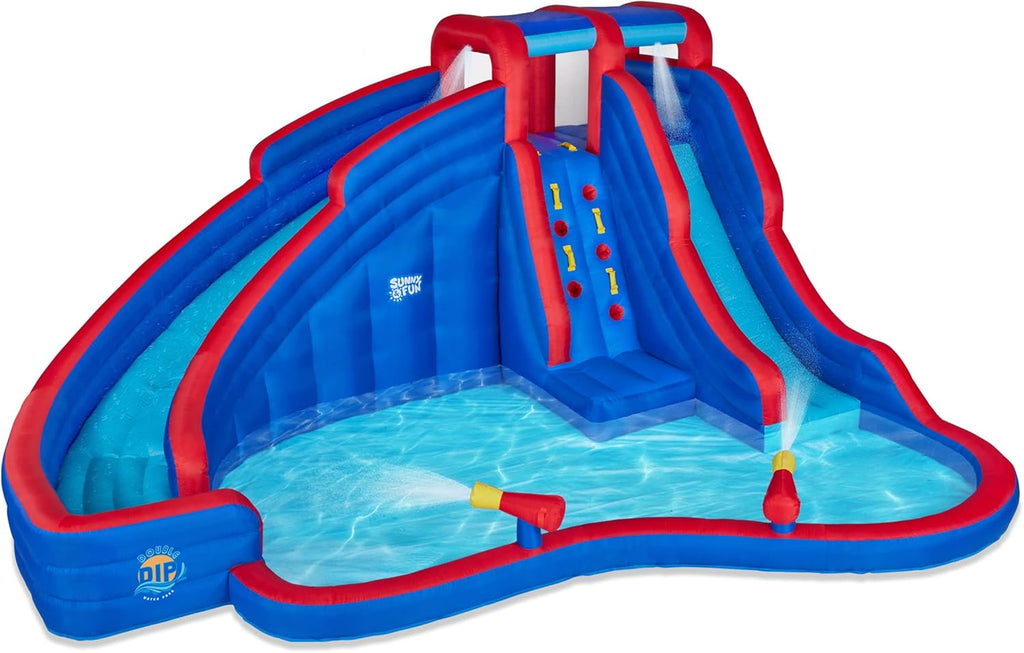 Inflatable Water Slide Park with 2 Slides & Splash Pool Q489625
