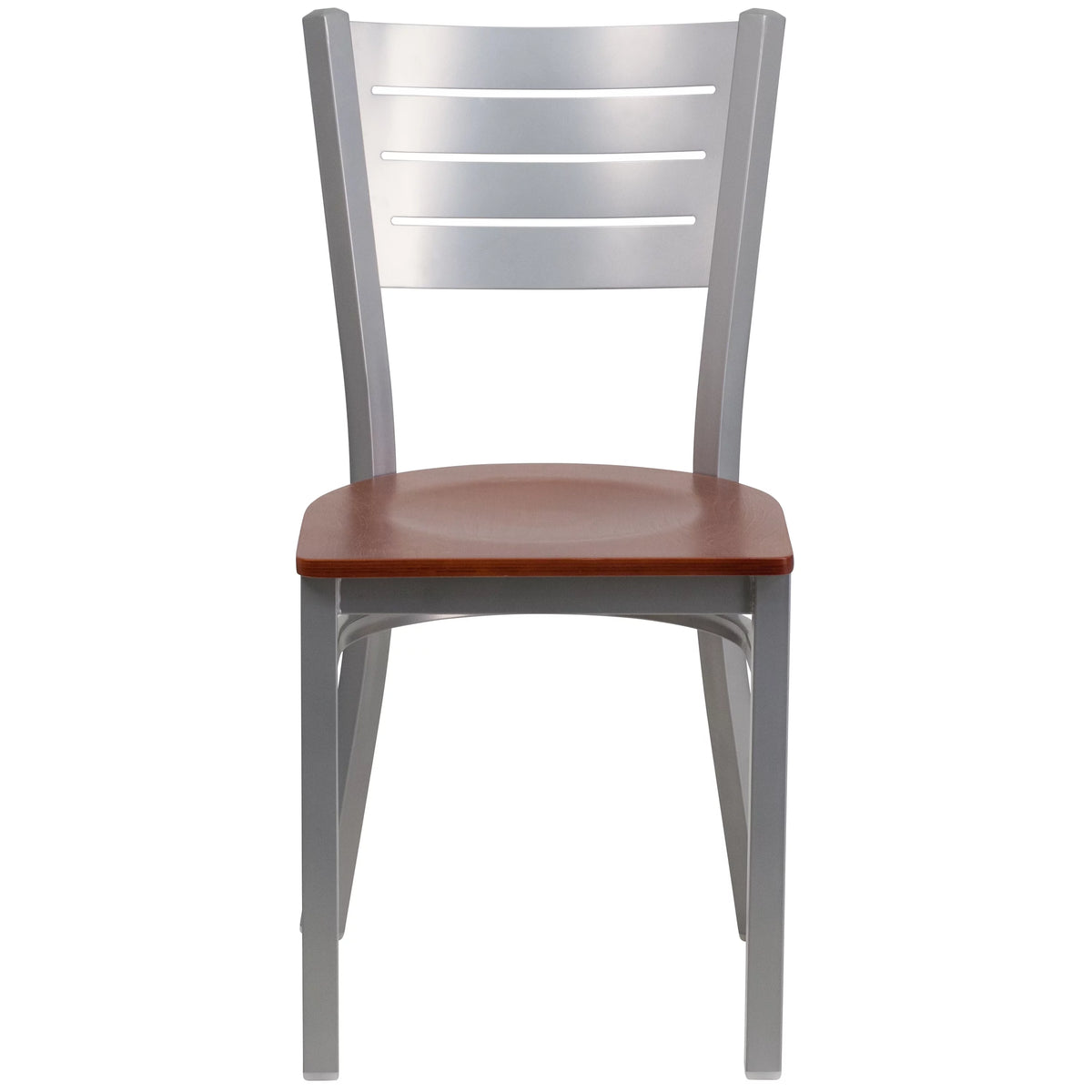 Silver Slat Back Metal Restaurant Chair W7196