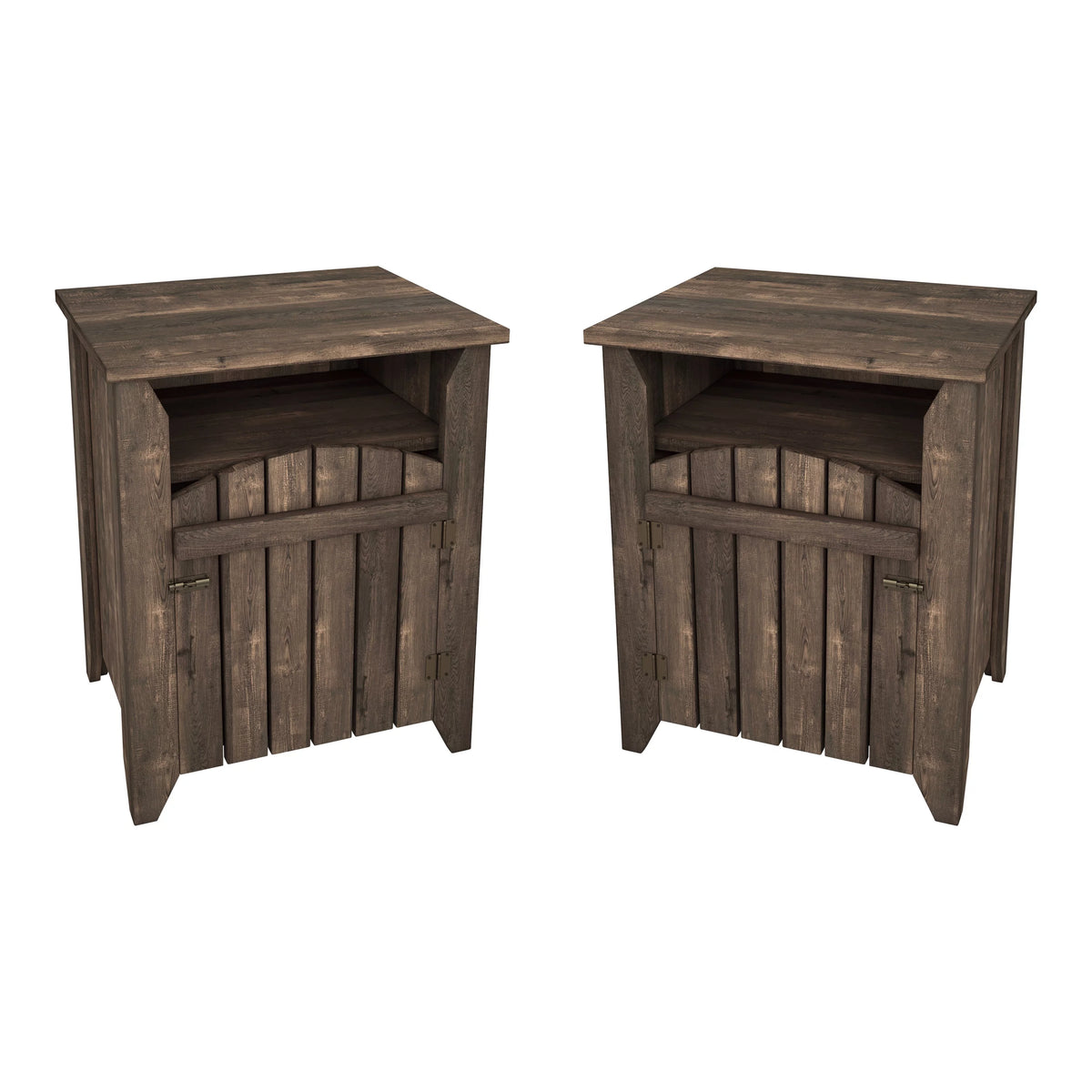 Rustic Oak 20-inch 2-Shelf Side Table Set of 2 A4054