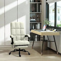 Cream White Massage Office Chair with USB Port and Footrest V507441