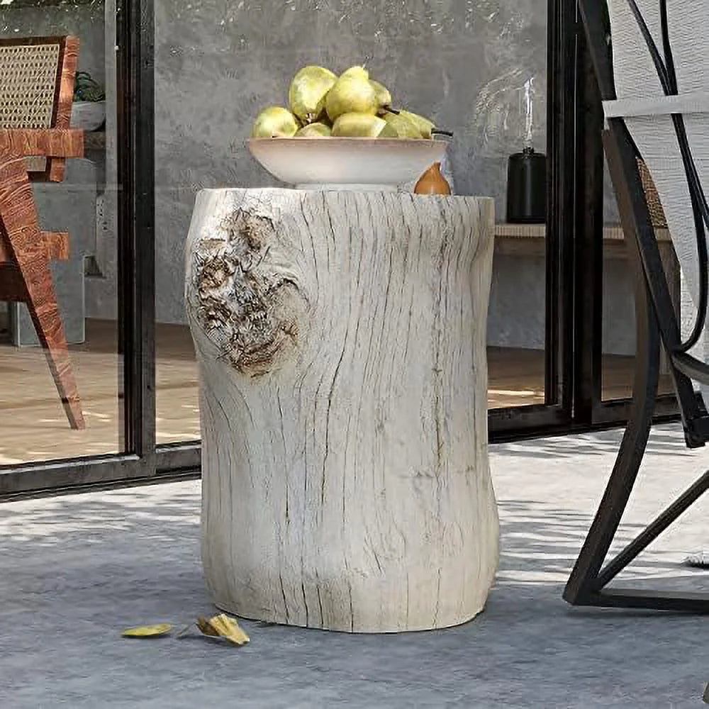 Rustic Stump Brown Wood-Look Side Table Q295246