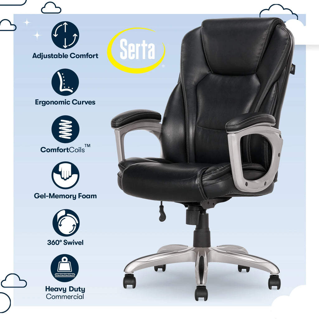 Black Bonded Leather Office Chair with Memory Foam Y980