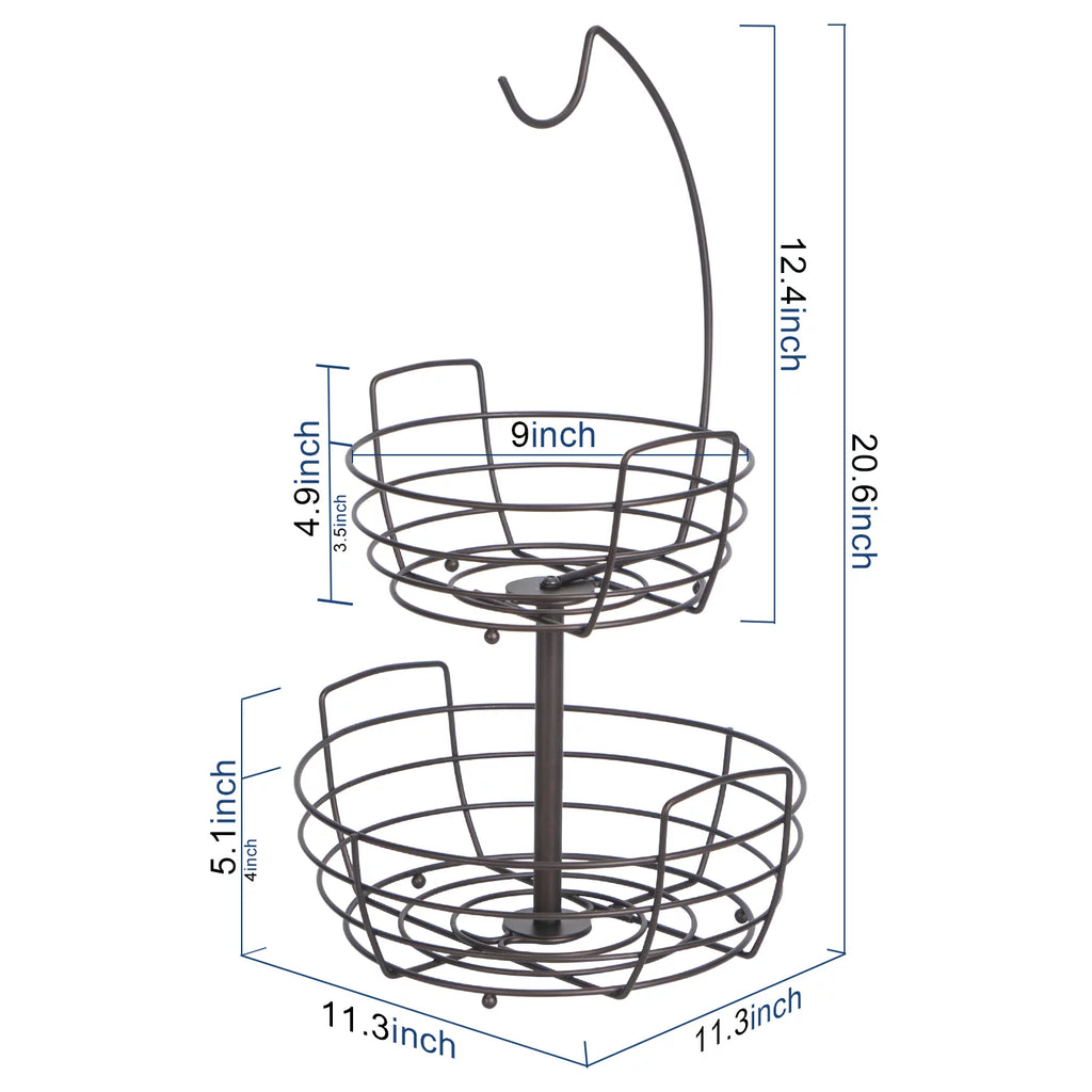 2 Tier Fruit Basket Bowl with Banana Holder T408539