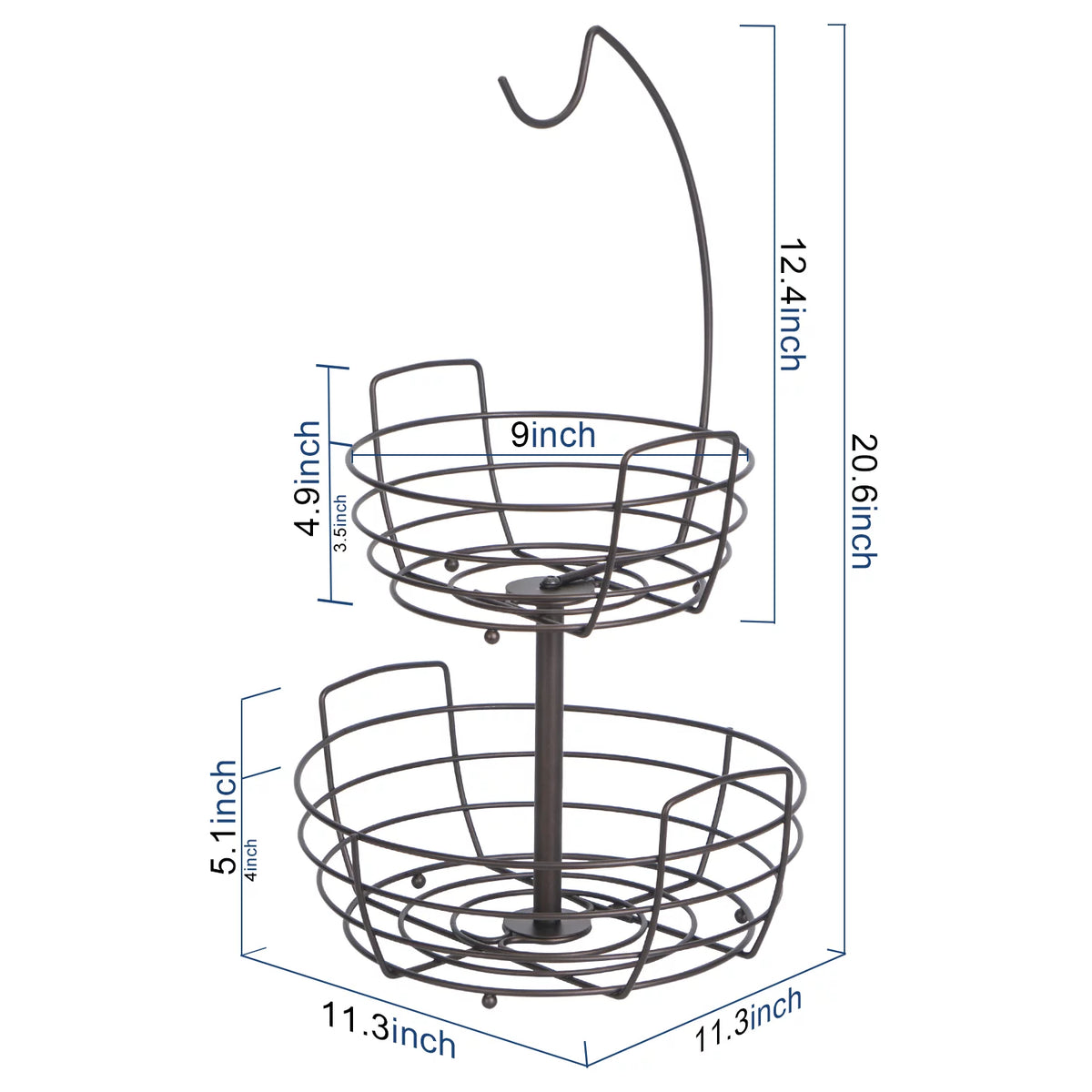 2 Tier Fruit Basket Bowl with Banana Holder T408539