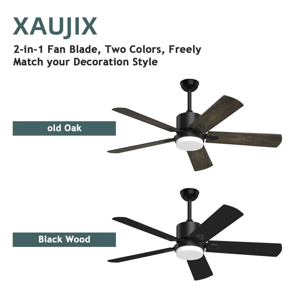 Ceiling Fan with Light and Remote Control, 52 '' 6-Speed Reversible 5 Wood Blades C25541