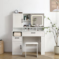 White Vanity Table with Lighted Mirror and Stool L88811