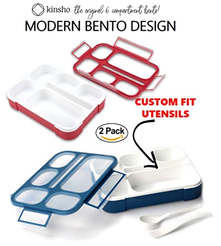 6 Compartment Bento Box Lunchbox Snack Containers, Set of 3, Pink Purple Orange J78399