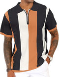 Men's Vintage Striped Knitting Slim Fit Golf Polo Shirts P3404