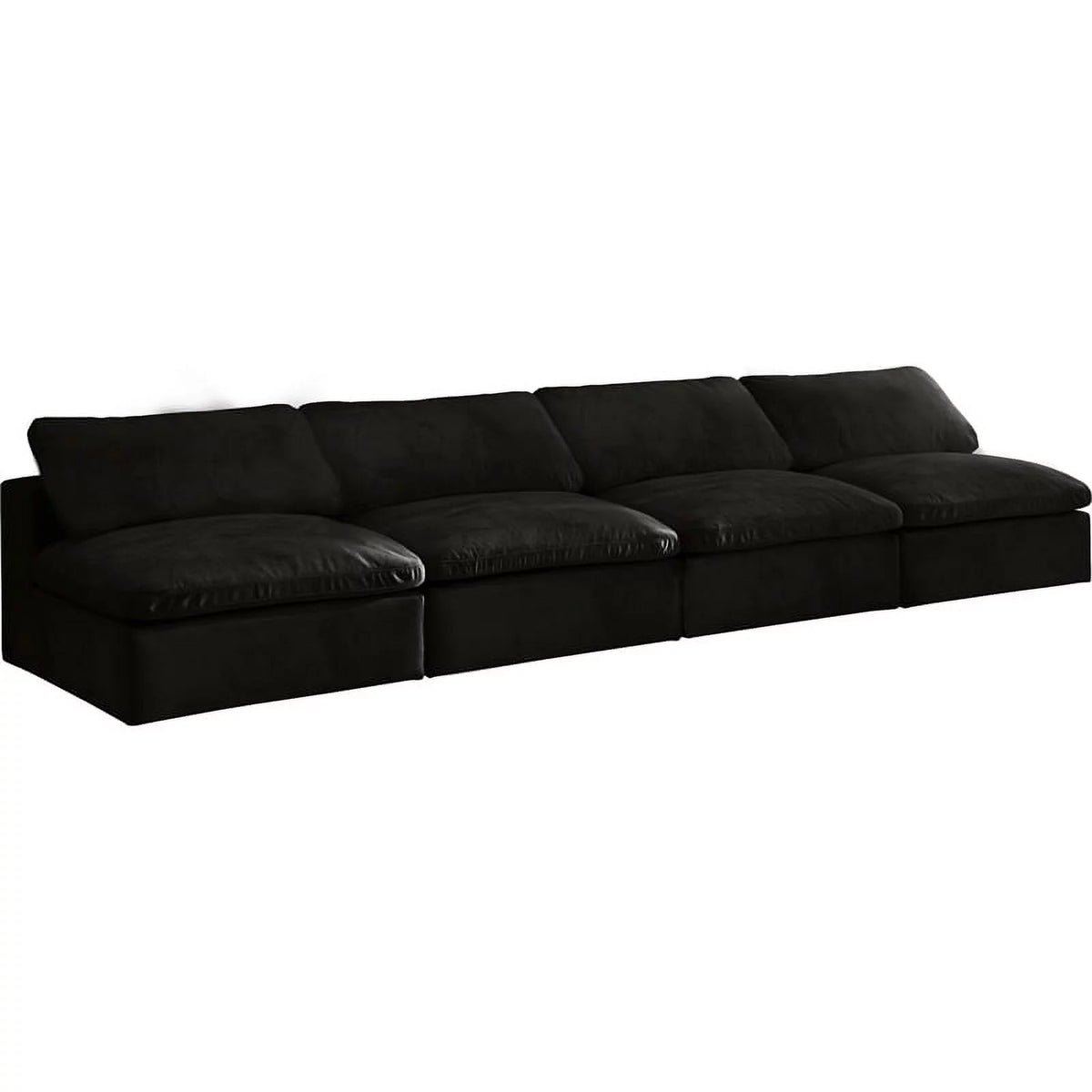 Black Velvet Modular 4 Piece Armless Sofa Y336997