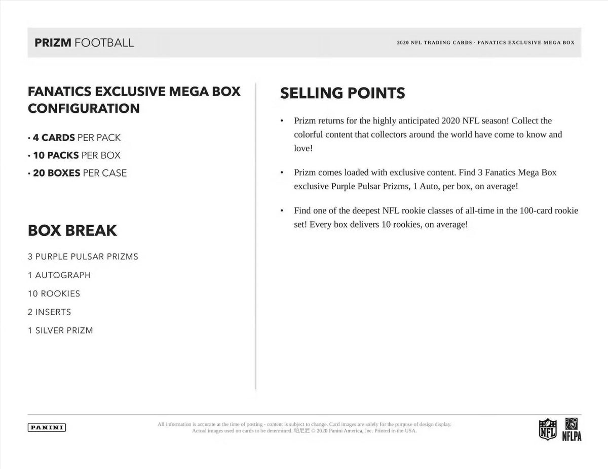 2020 Panini Prizm Football Mega Box F57570