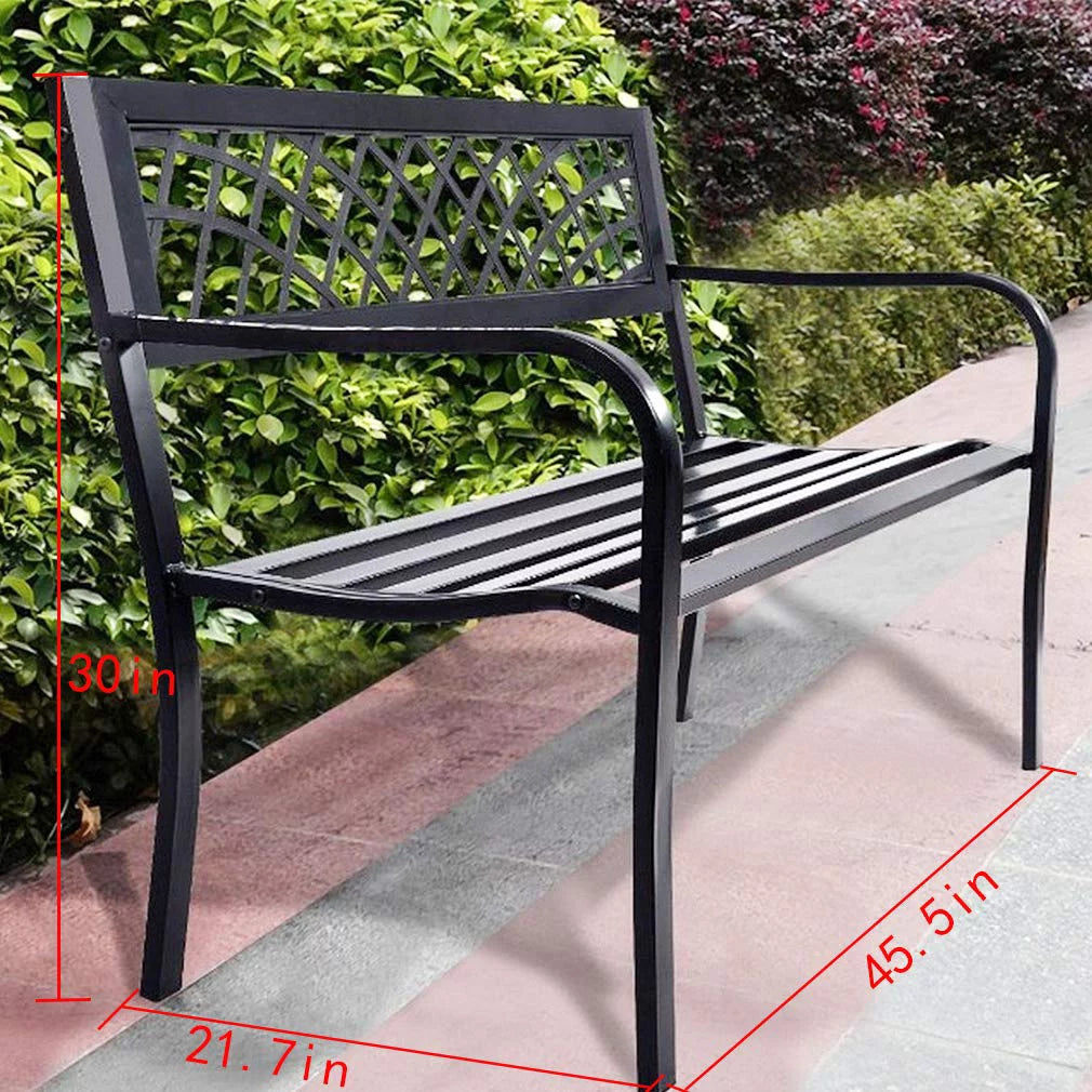 Black Steel Garden Bench T281478