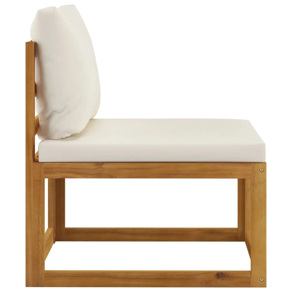2 Piece Acacia Wood Corner Sofa Set with White Cushions H824009