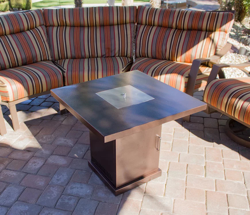 Square Hammered Bronze Propane Fire Pit W321