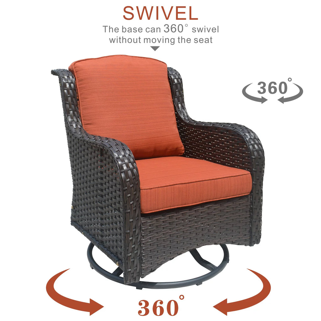 7 Pieces Wicker Metal Frame Patio Furniture Set with Fire Pit Table L6049