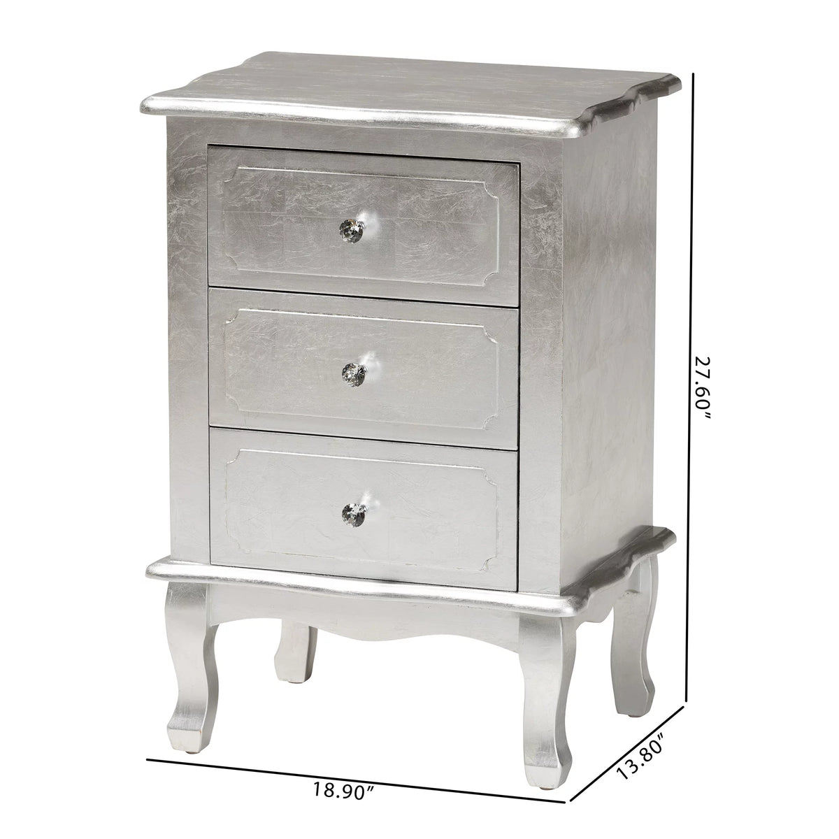Silver Finished Wood 3-Drawer End Table O60516