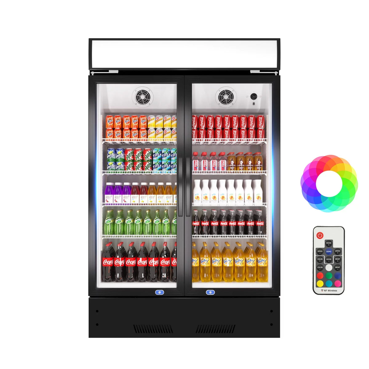 38'' 17.1 Cu.Ft Upright Beverage Display Refrigerator with 2 Glass Doors V8174
