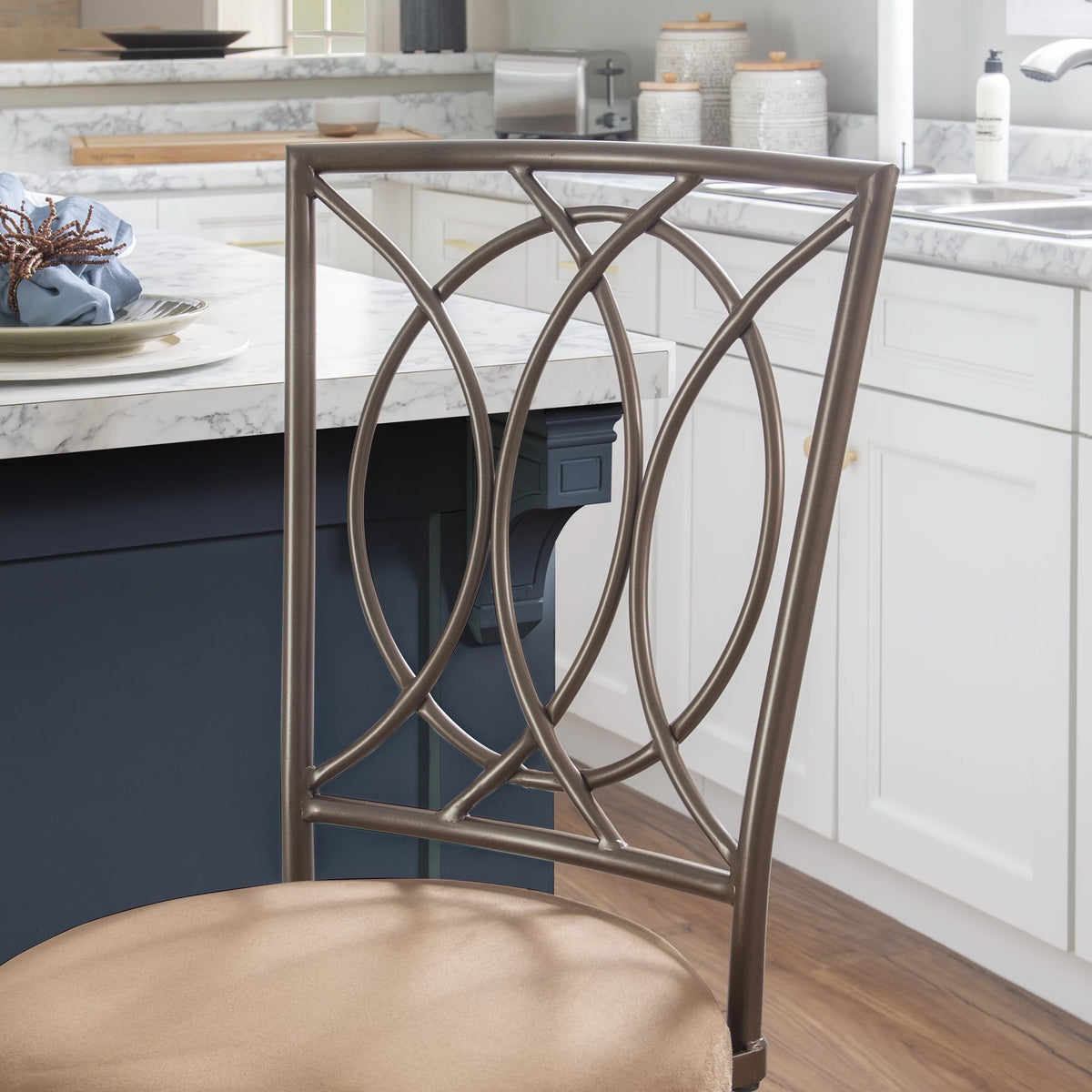 24.5" Metal Circle Back Swivel Counter Stool G695134
