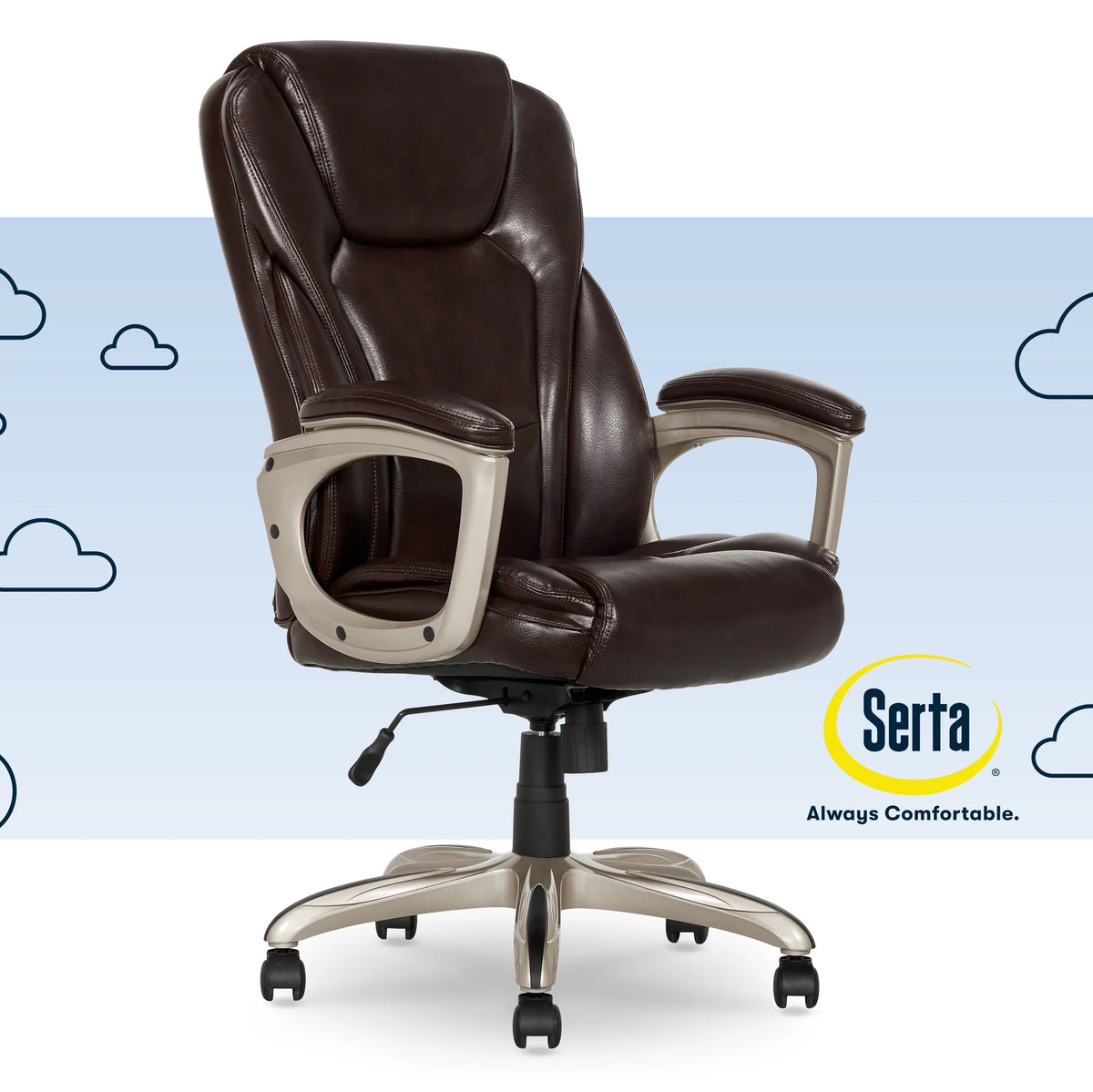 Black Bonded Leather Office Chair with Memory Foam Y980