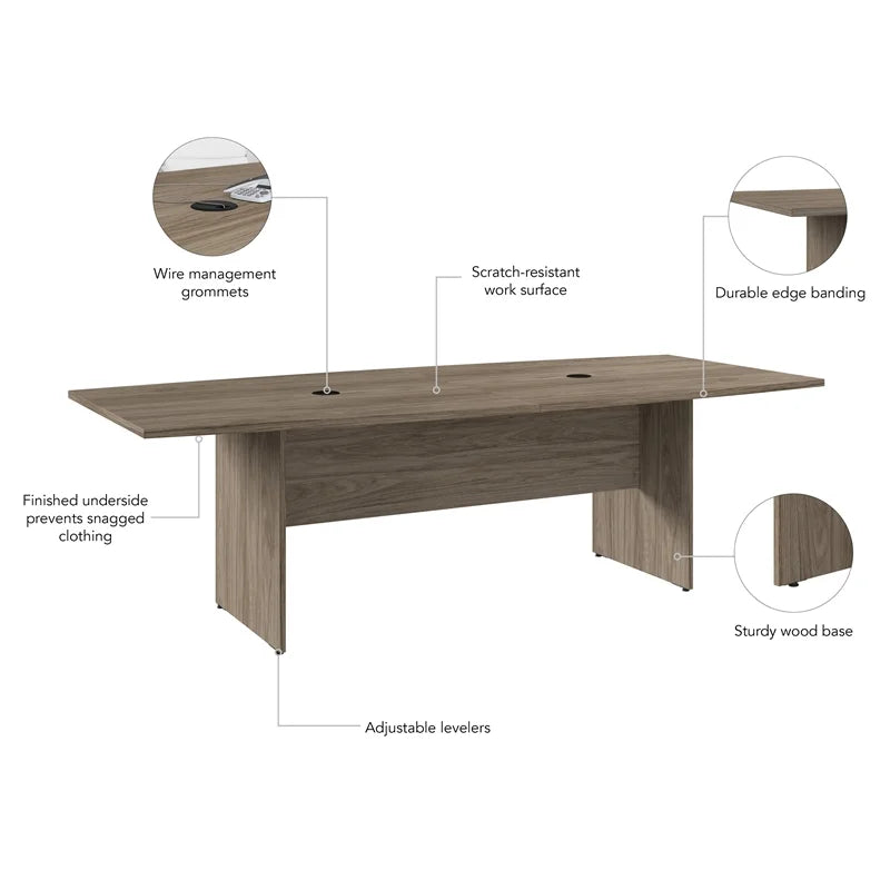 96"W Boat Shaped Engineered Wood Conference Table J757229