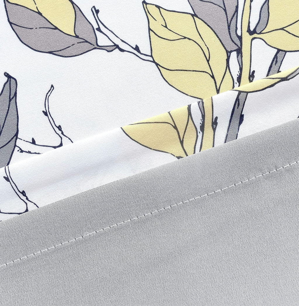 Yellow Gray Floral Blackout Curtain 63"L x 45"W M42091