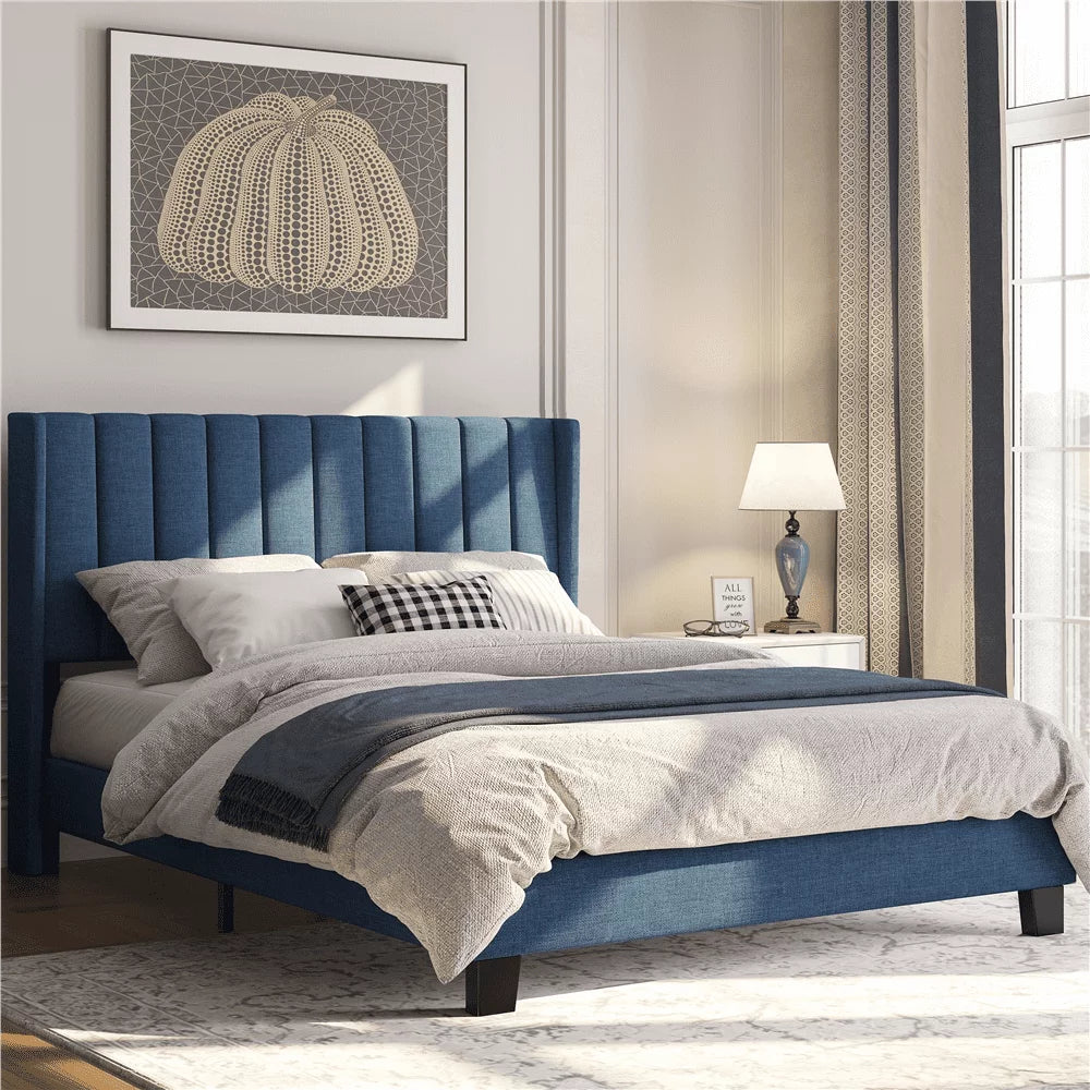 Queen Platform Bed with Upholstered Headboard D879558