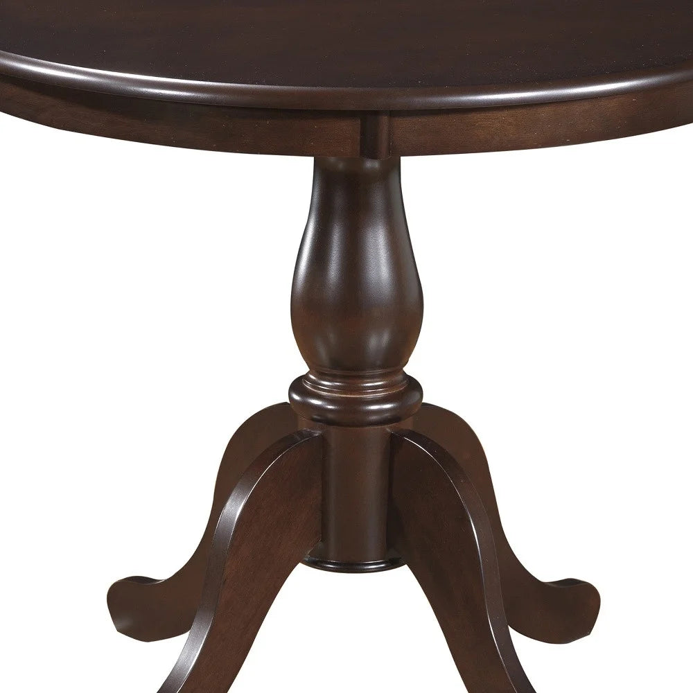 36" Espresso Brown Round Pedestal Wood Dining Table L230