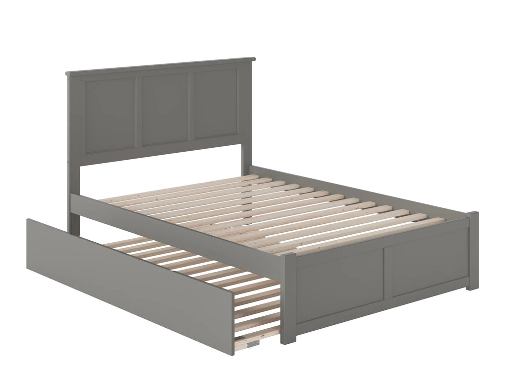 Grey Full Platform Bed with Trundle Bed H2078