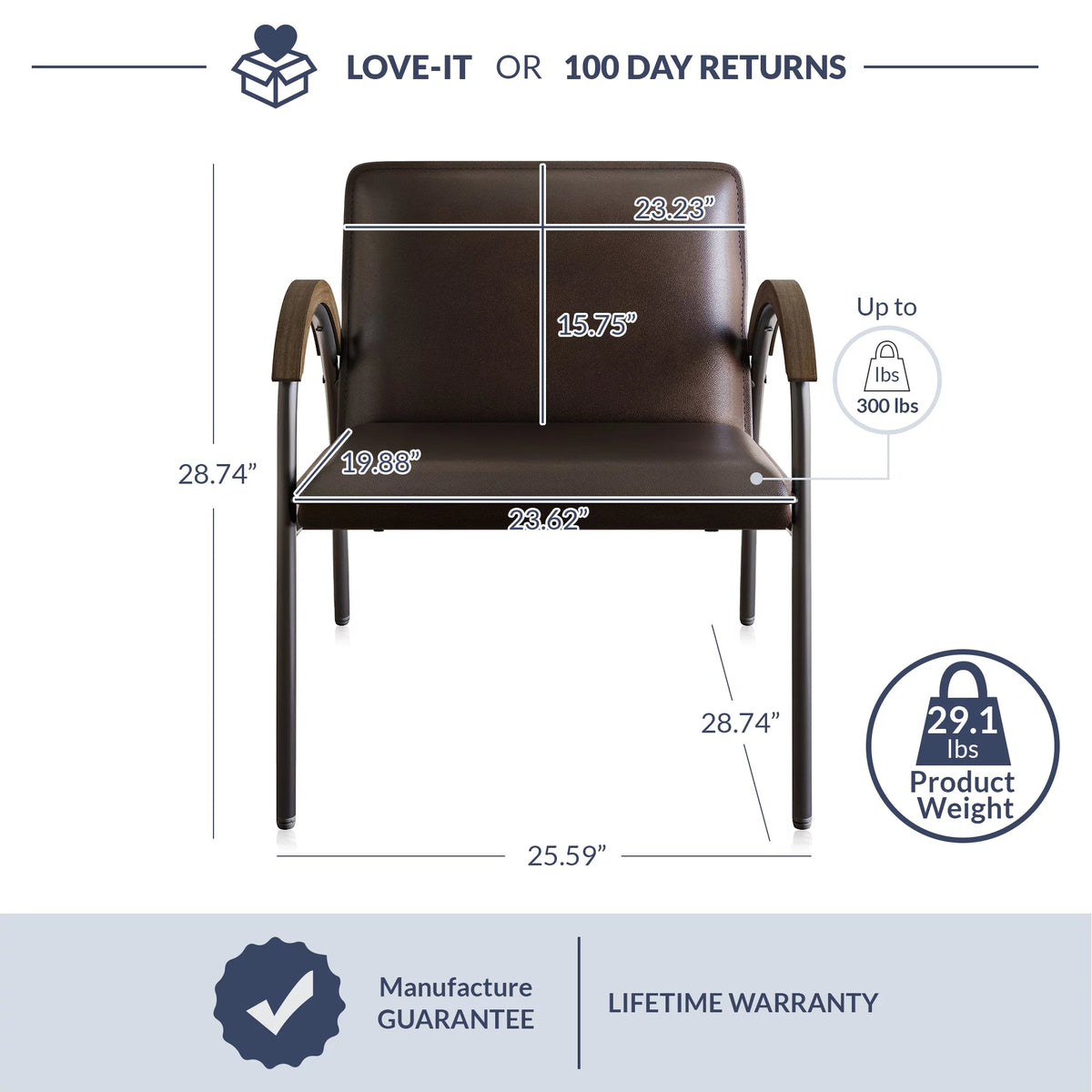 Brown Faux Leather Accent Chair W9129