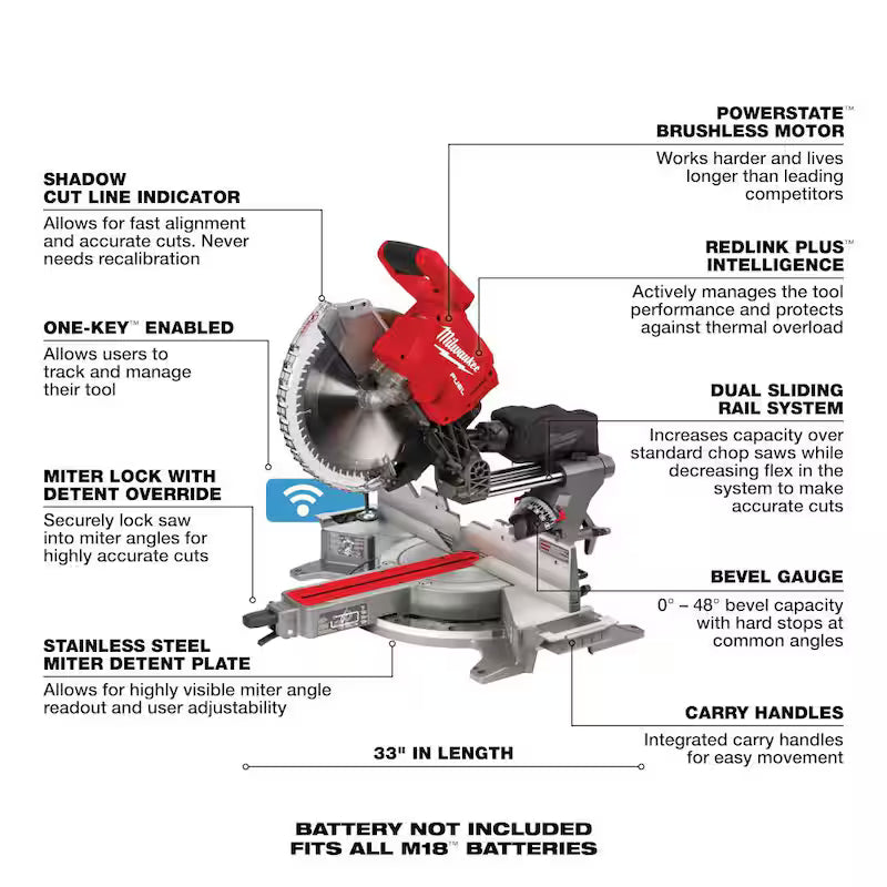 18V Lithium-Ion Brushless Cordless 12 in. Dual Bevel Sliding Compound Miter Saw A368061