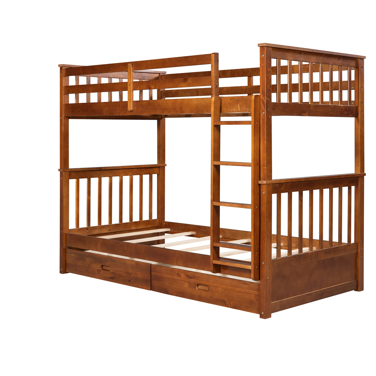 Solid Wood Twin Over Twin Bunk Beds with Storage Drawers F327