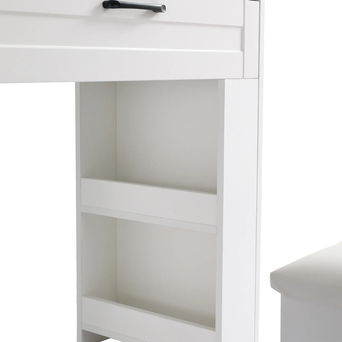 White Vanity Table with Lighted Mirror and Stool L88811