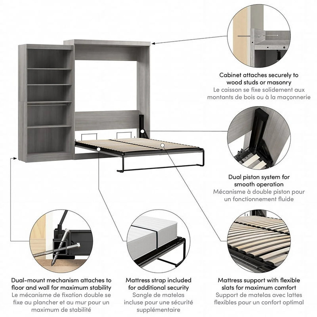 Queen Murphy Bed with Closet Organizer H9992
