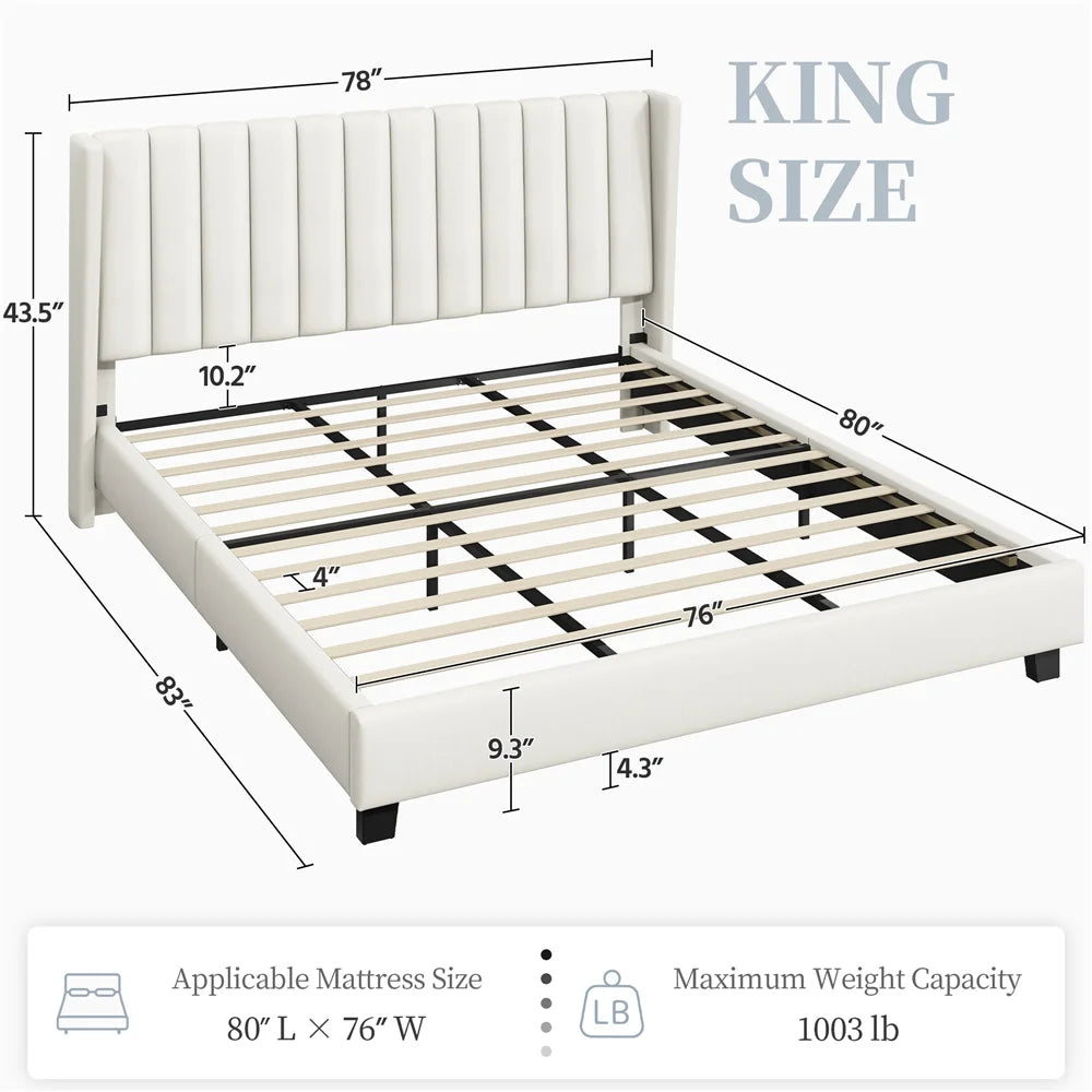 Queen Platform Bed with Upholstered Headboard D879558