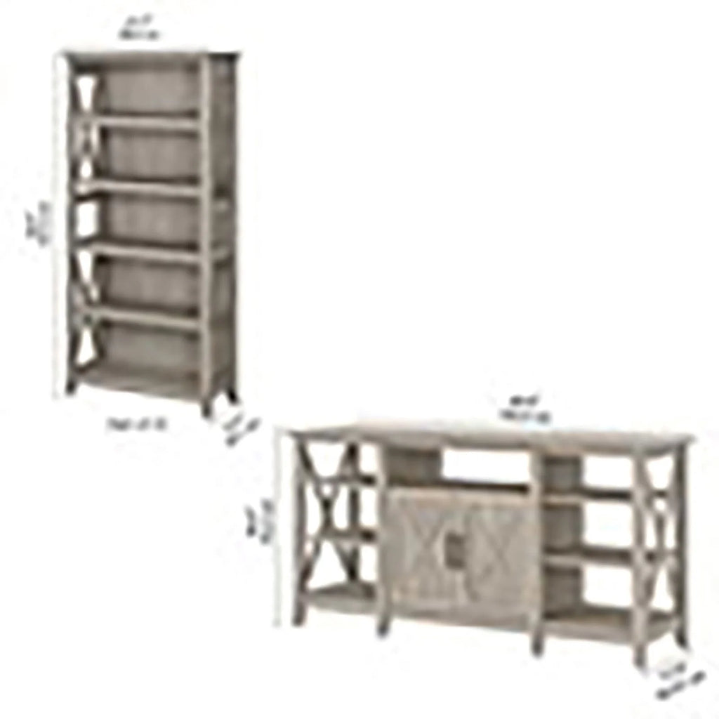 Tall Wood TV Stand with 2 Bookcases S769595