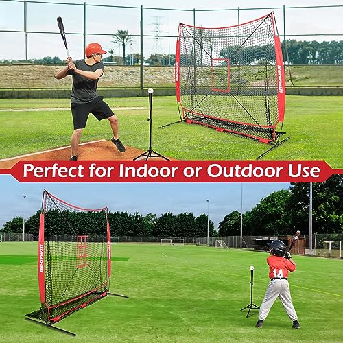 7x7ft Baseball Softball Pitching Net with Carry Bag T858607
