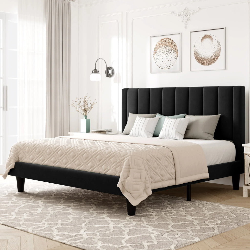 Queen Light Pink Velvet Upholstered Bed Frame P27760