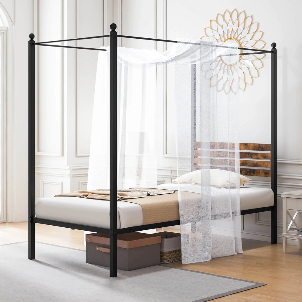 Queen Size 4-Post Canopy Metal Bed Frame M763881