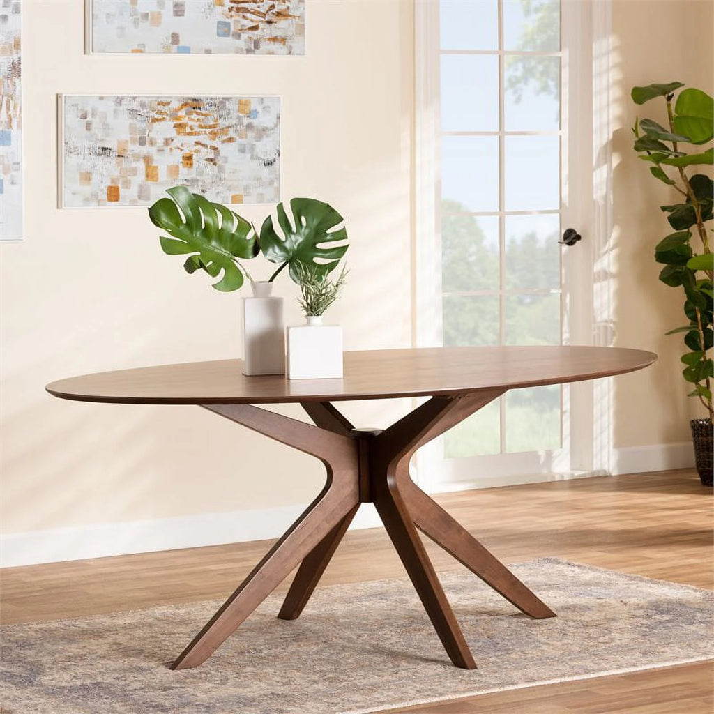 Walnut Brown Wood 71-Inch Oval Dining Table K67901