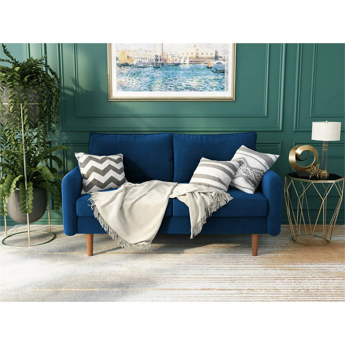 Space Blue Velvet Loveseat E322