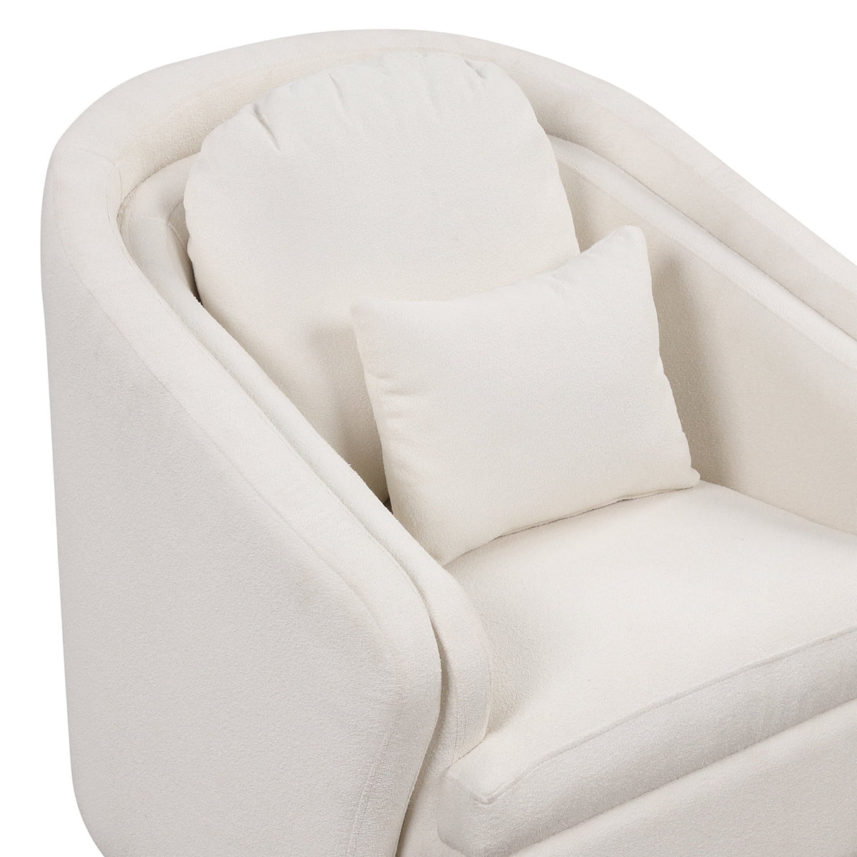 White Velvet Barrel Accent Chair with Pillow R655573