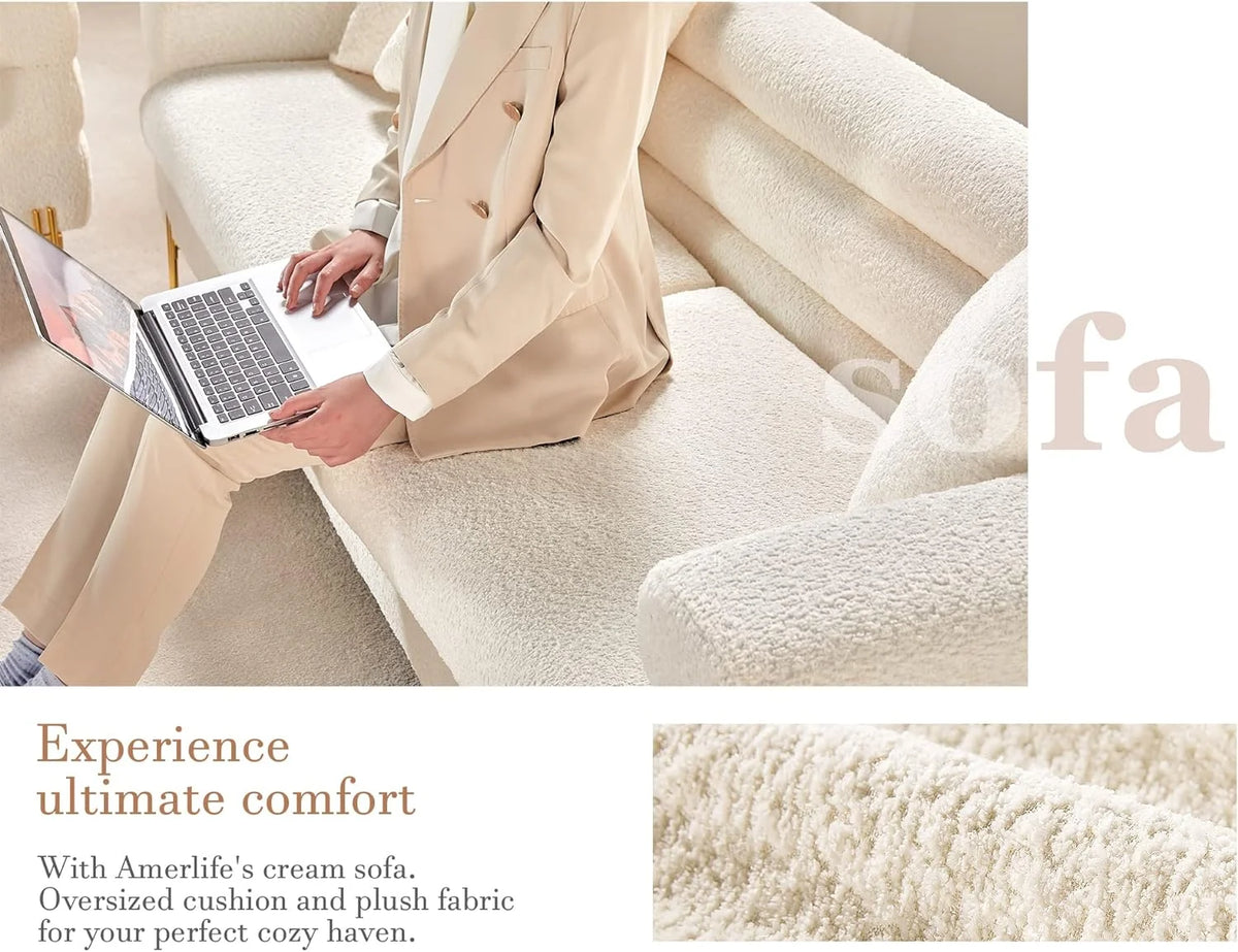 Oversize Bouclé 3 Seater Sofa E61105