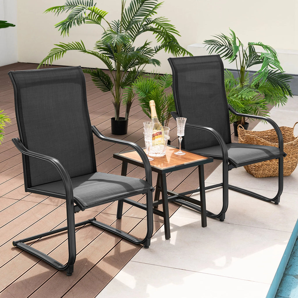 2pcs Black C-Spring Patio Dining Chairs H325