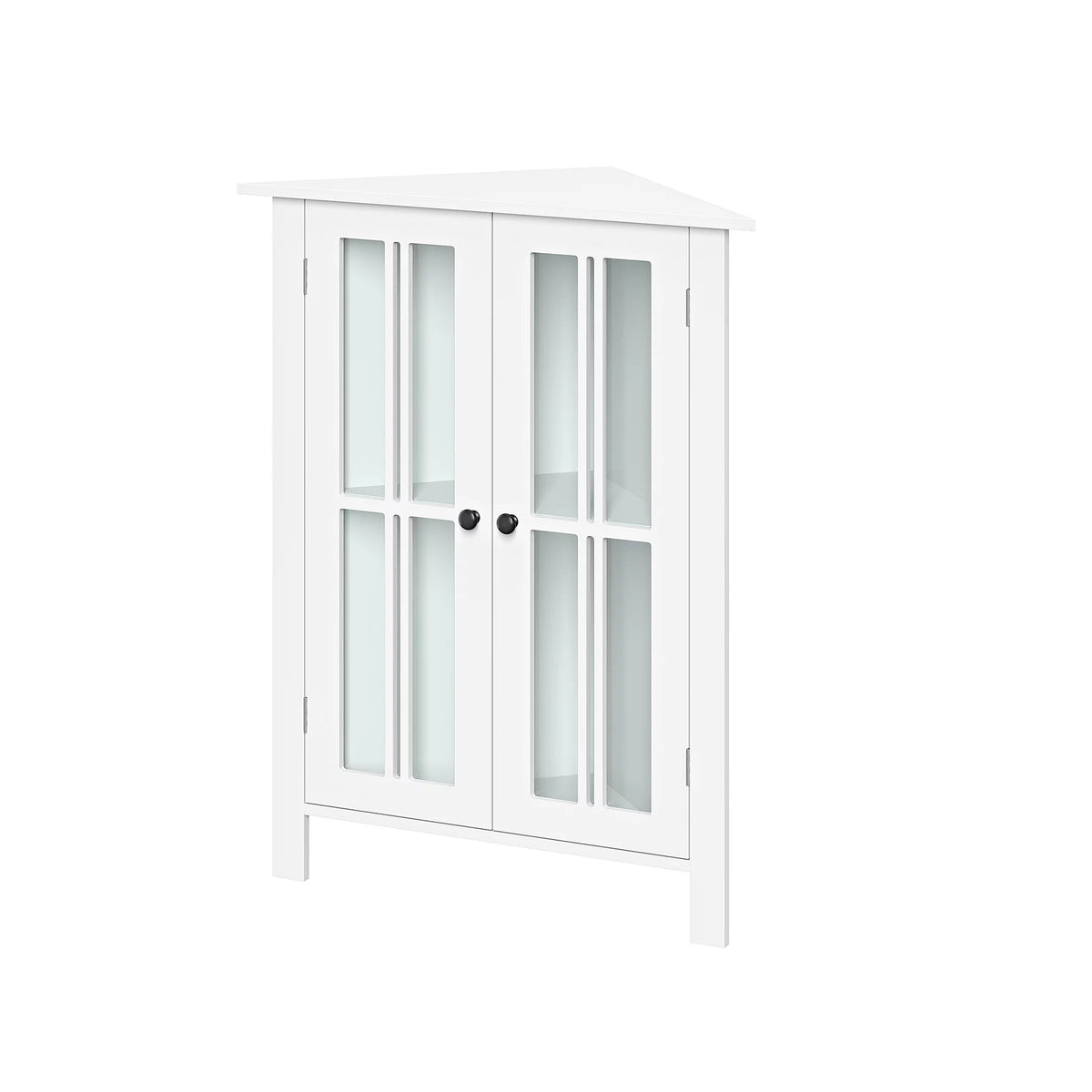 White Two-Door Wood Corner Cabinet R3495