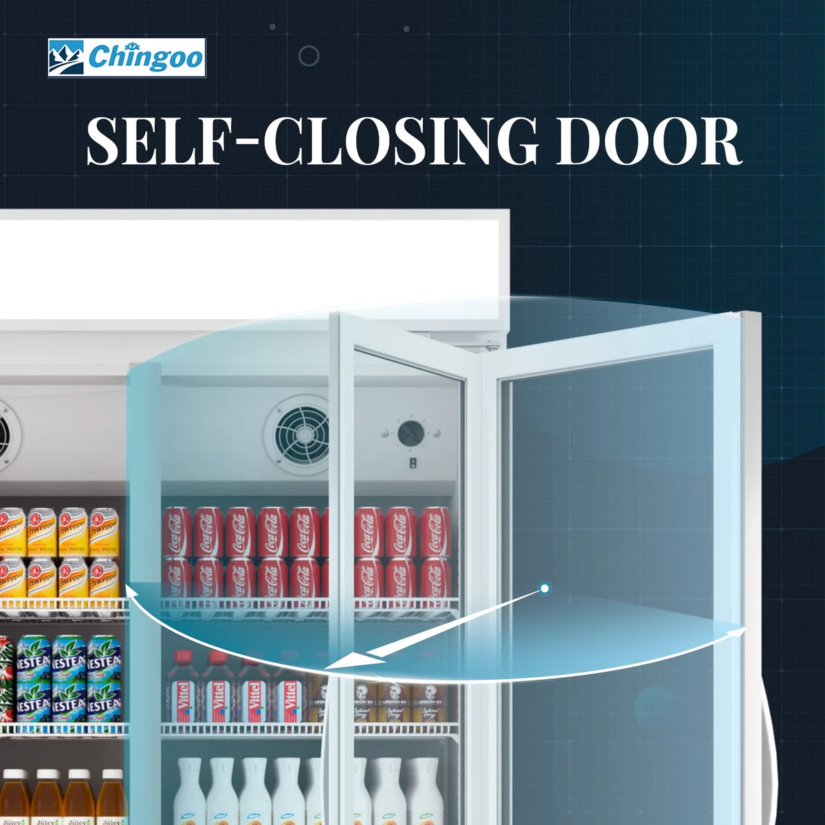 38'' 17.1 Cu.Ft Upright Beverage Display Refrigerator with 2 Glass Doors V8174