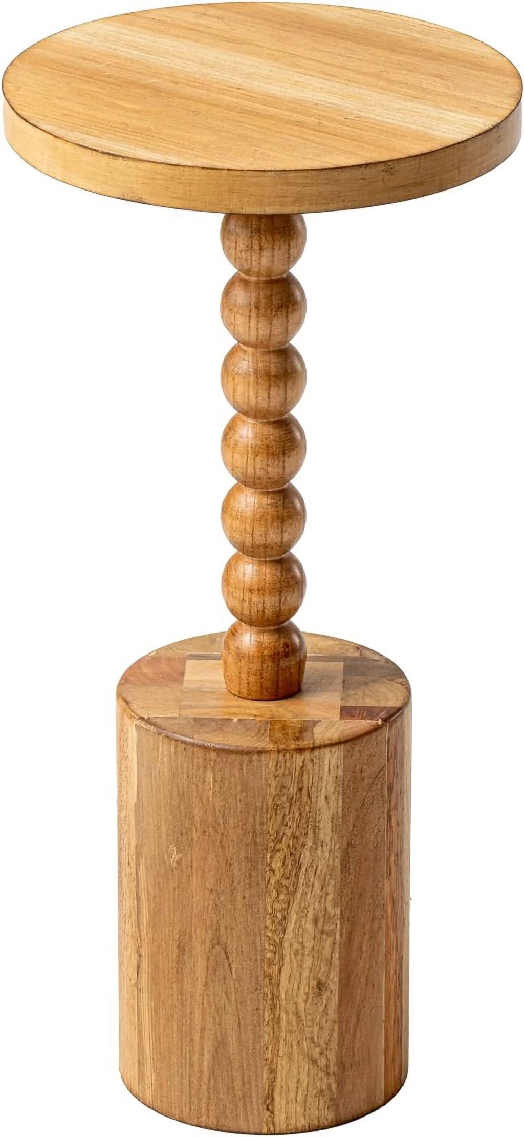 Round Rustic Wood Pedestal End Table B189575