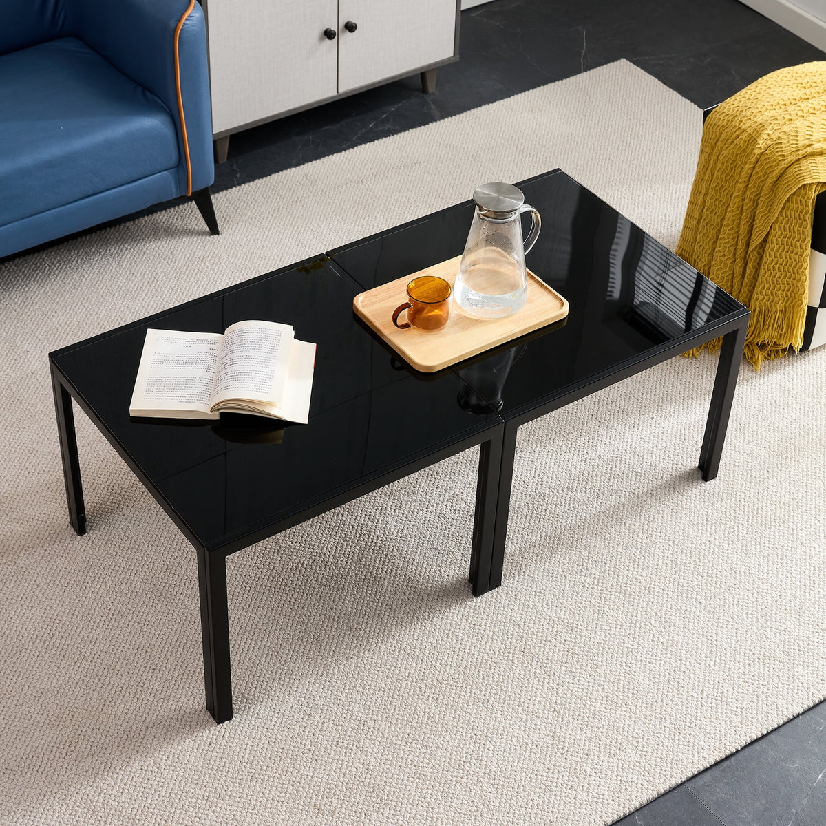 Set of 2 Square Tempered Glass Coffee Table E4033