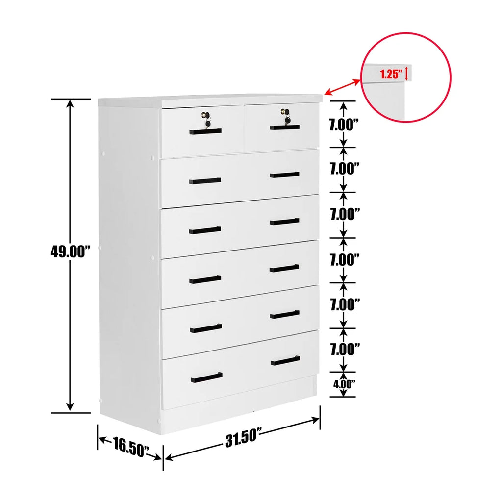 Black 4 Drawer Wooden Dresser with Lock T72772