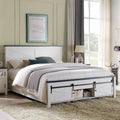 White King Size Platform Bed Frame with Headboard and Storage P91663