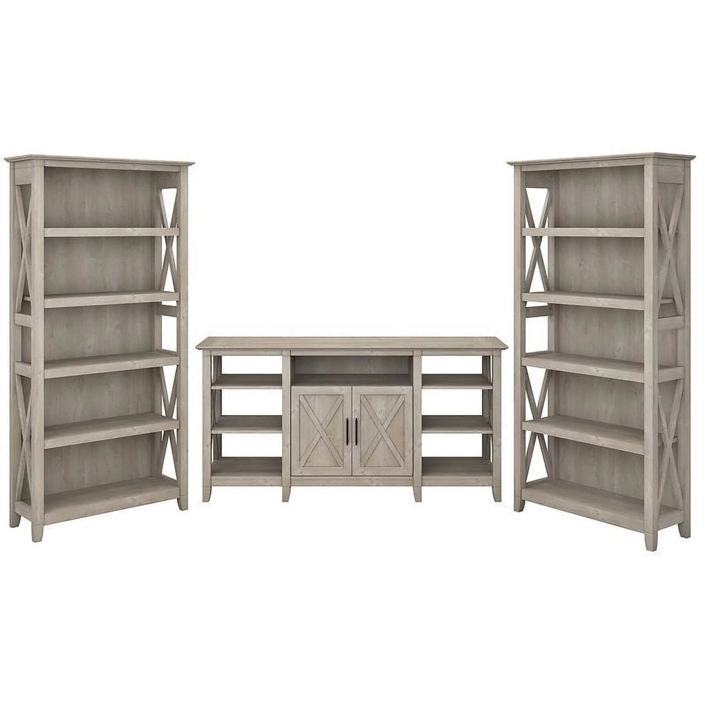 Tall Wood TV Stand with 2 Bookcases S769595