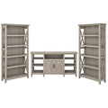 Tall Wood TV Stand with 2 Bookcases S769595